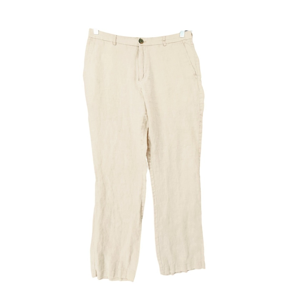 Tasso Elba Linen Pants 30x27* Men Cream Straight Leg Summer Beach Resort Trouser